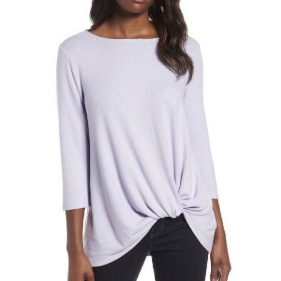 Gibson Twist Front Crew neckline Long Sleeve Shirt - Picture 1 of 7